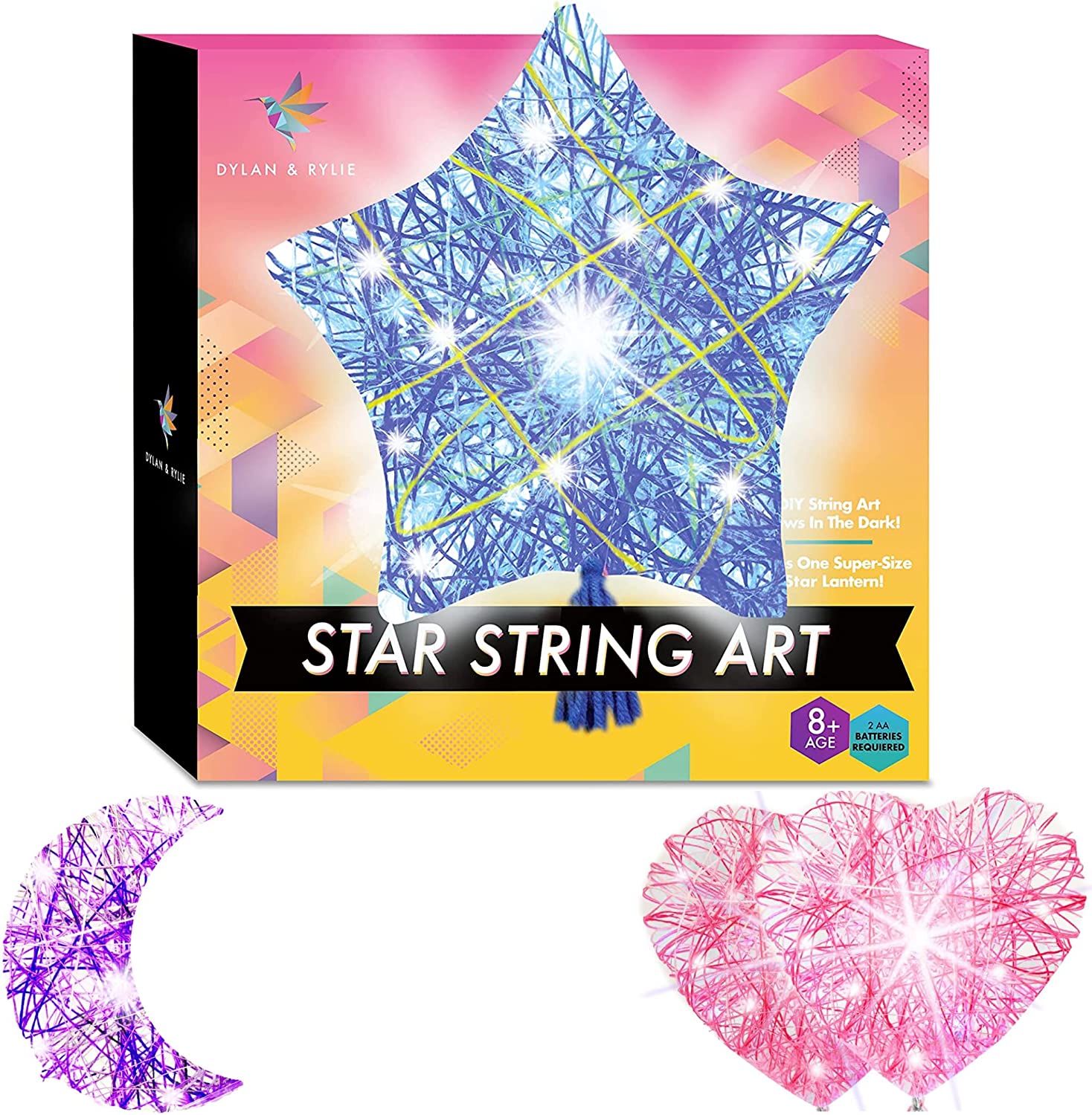  Dylan & Rylie DIY 3D Star Lantern String Art Kit - Easy Craft  for Kids 8+, Glowing Room Decor, Creative Gift for Children