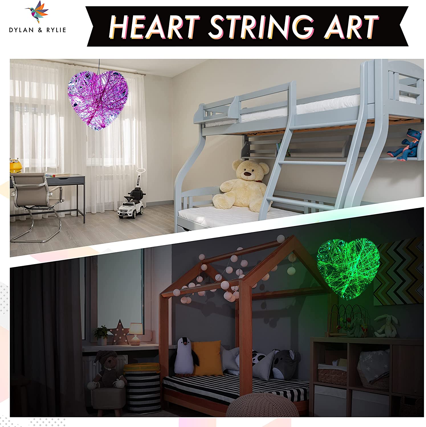 Crafts Art Kit For Kids,3d String Art Kit With Glowing Heart And