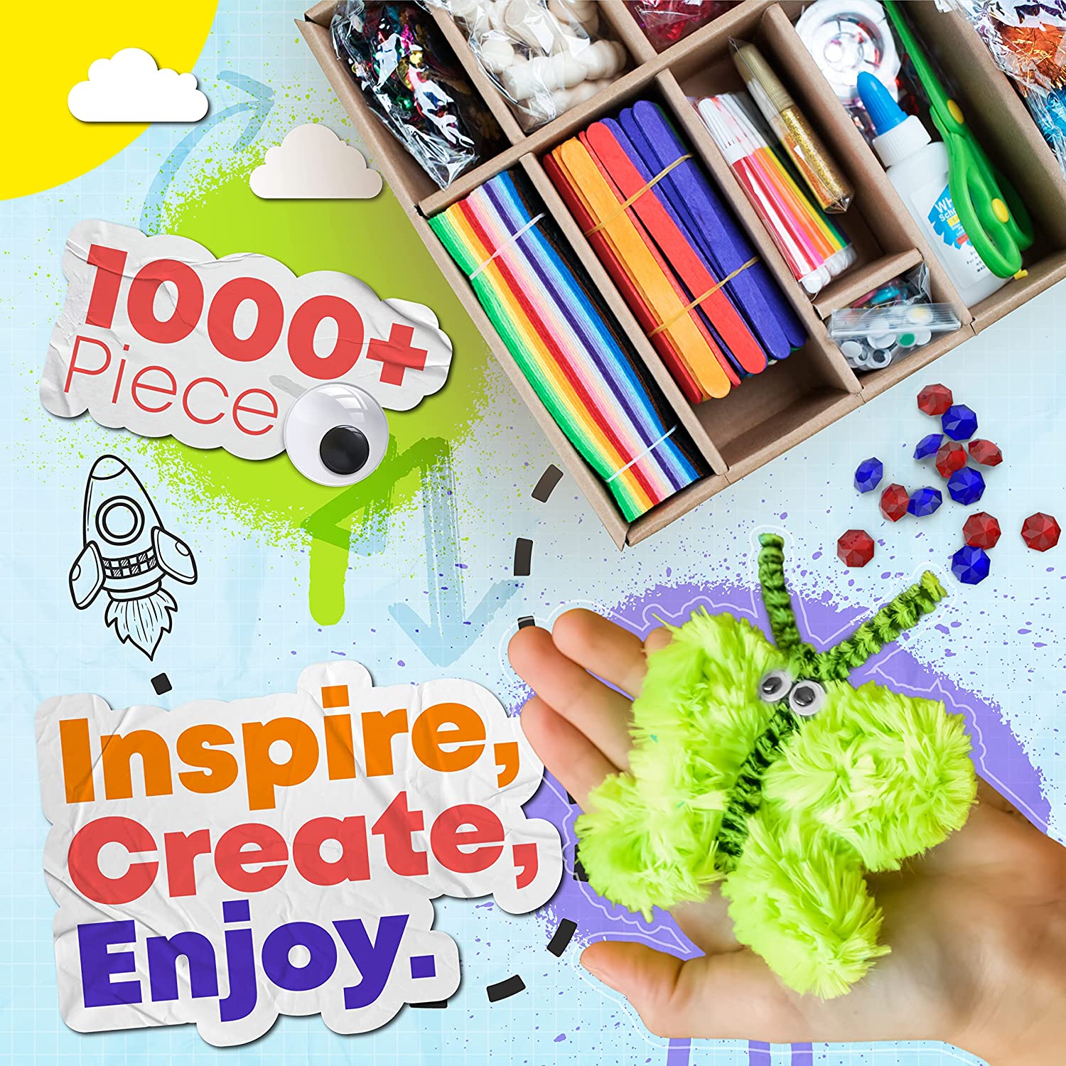 Duety 1000 Pcs Mega Kids Art SuppliesArt Craft Kit Supplies Art and Craft Supplies for Kids for Children Crafts for Children of Arts and Crafts in